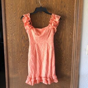 Selfie Leslie Orange Lace Dress